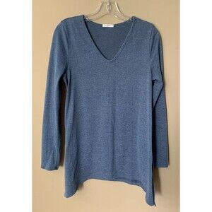 12pm by Mon Ami Tunic Top Sweater Size Small Blue Long Sleeve Soft V-Neck B5